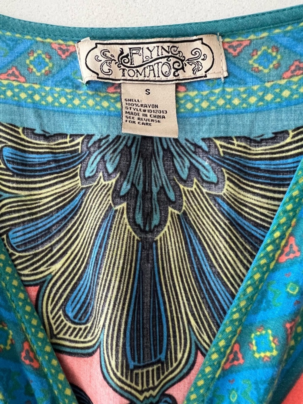 Flying Tomato Boho Patchwork Maxi Dress Small Geometric Festival Rayon Print - Picture 3 of 8